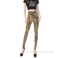 Hot Sales Leopard Print Tight Läderbyxor Dam